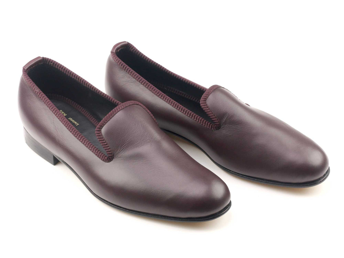 Mens Wine Leather Slipper - UK 8.5