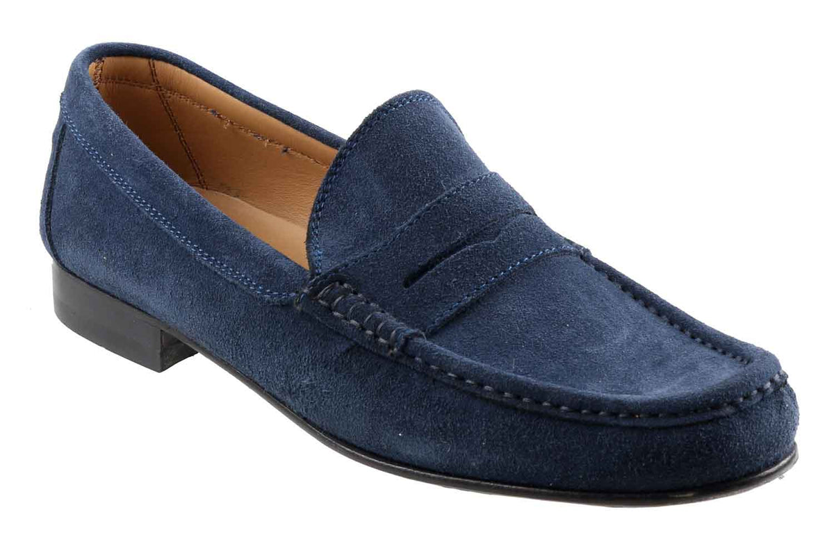 Milan Mens Blue Suede Moccasin Loafer Side