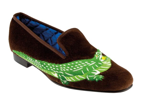 Alagator Slippers Alligator Motif Embroidered Velvet Slipper – Shipton & Heneage