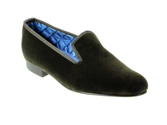 Luxury Olive Velvet Albert Slipper