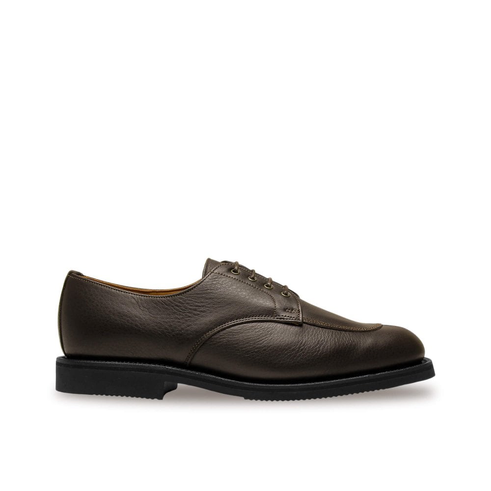 Venice Brown Grain Leather Derby with Rubber Sole