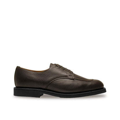 Venice Brown Grain Leather Derby with Rubber Sole