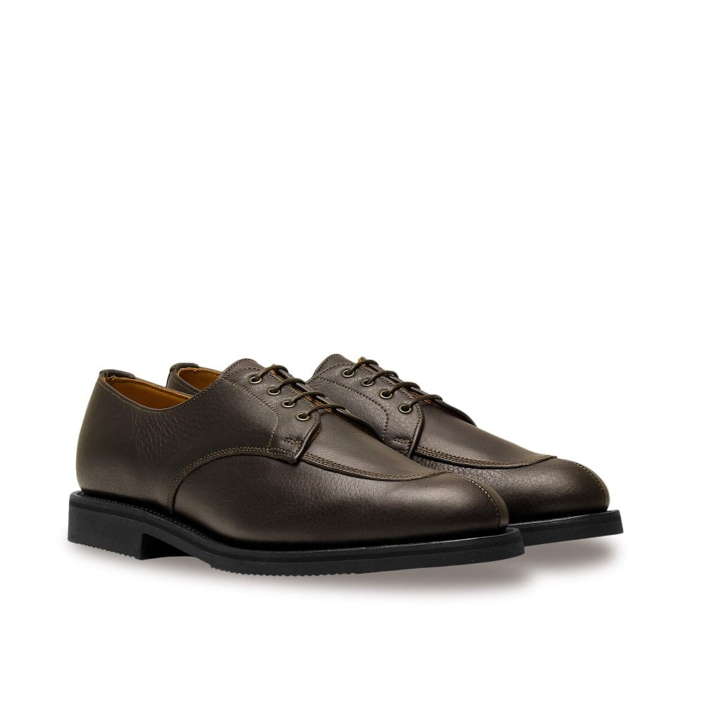 Venice Brown Grain Leather Derby with Rubber Sole
