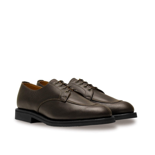 Venice Brown Grain Leather Derby with Rubber Sole