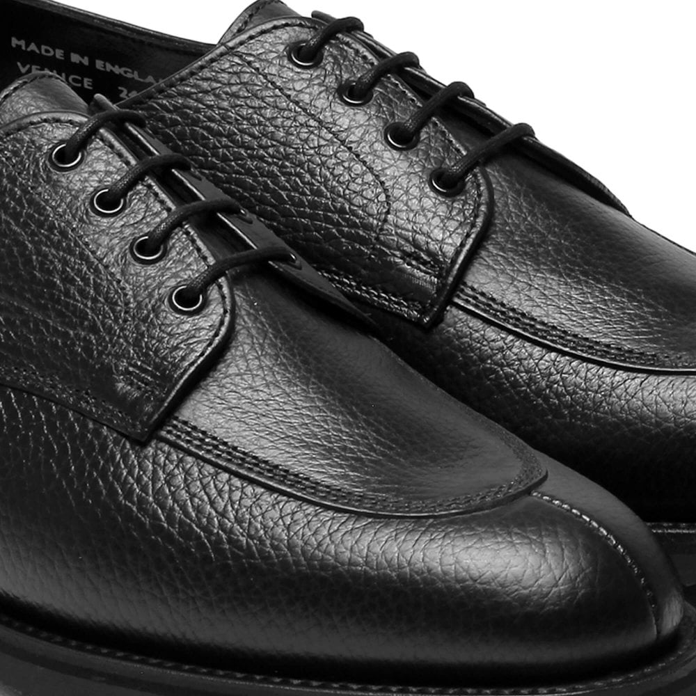 Venice Black Grain Leather Derby with Rubber Sole