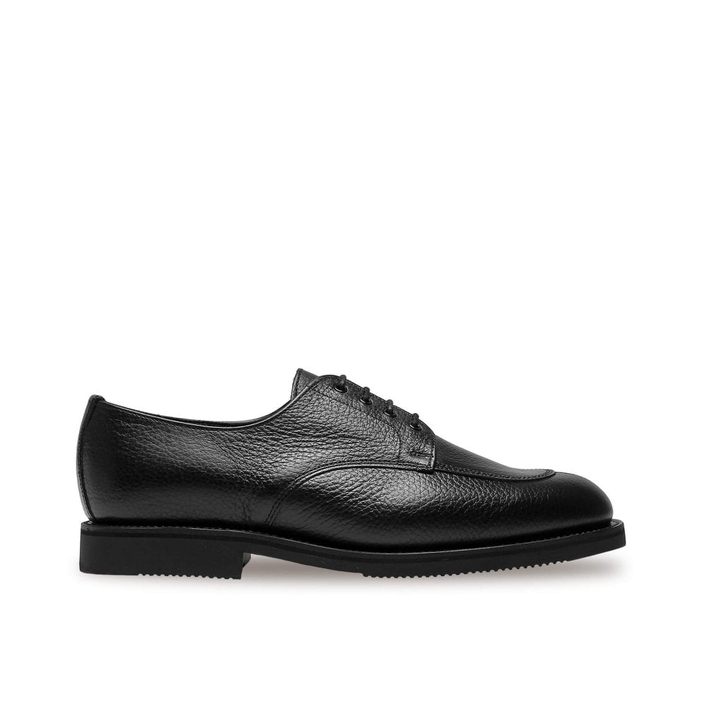 Venice Black Grain Leather Derby with Rubber Sole