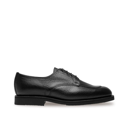 Venice Black Grain Leather Derby with Rubber Sole