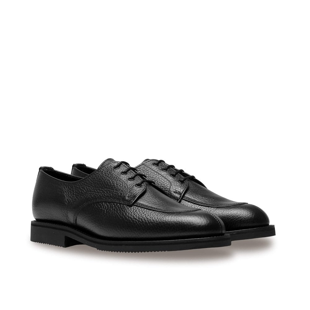 Venice Black Grain Leather Derby with Rubber Sole