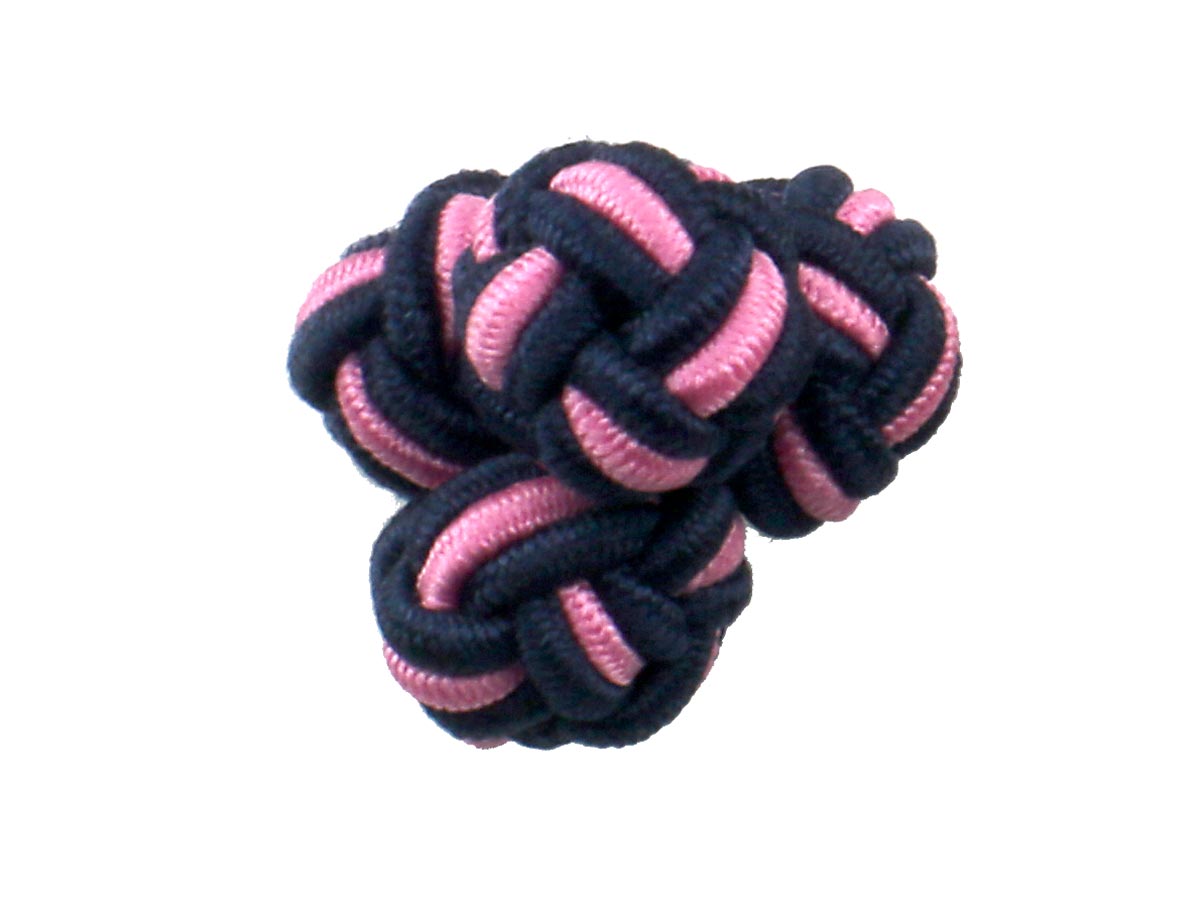 Navy Pink Silk Knot Cufflinks