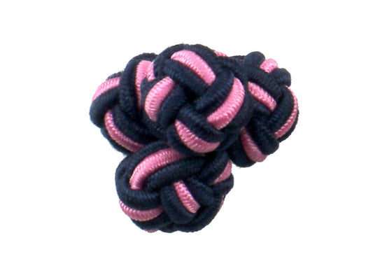 Navy Pink Silk Knot Cufflinks