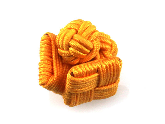 Yellow Silk Square Cufflinks