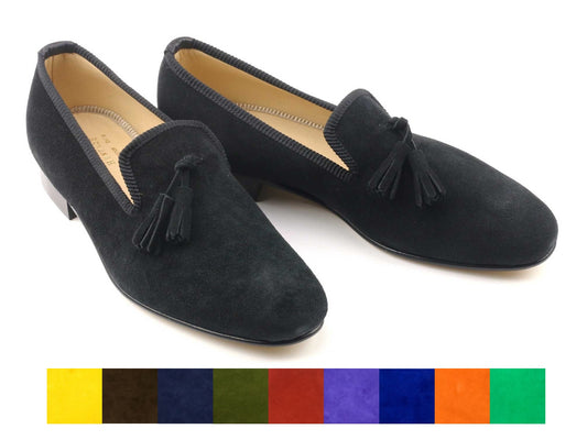 Mens Coloured Suede Tassel Slippers