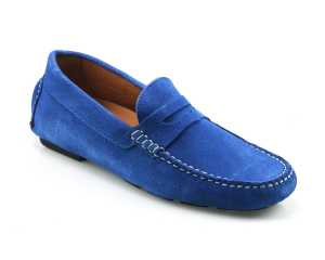 AVOLA Men's Cobalt Blue Suede Driving Shoe Side