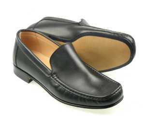 BARI Mens Black Leather Italian Loafer