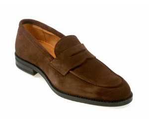 BARNES Mens and Boys Chocolate Brown Suede English Loafer