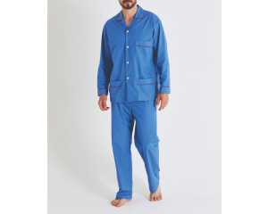Mens Blue Crisp Cotton Pyjama Set