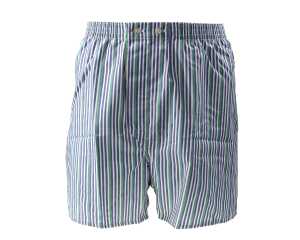 Mens Green Blue White Stripe Cotton Boxer Shorts