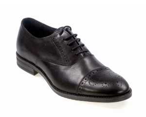 BUXTON Mens and Boys Black Calf Half Brogue Shoes