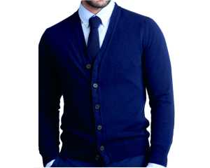 Mens 2 Ply Navy Cashmere Cardigan 44
