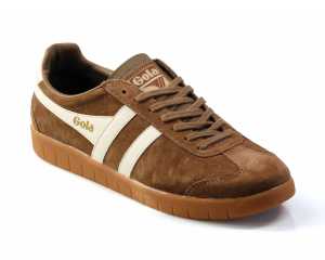 Hurricane Mens Light Brown White Suede Classic Trainers