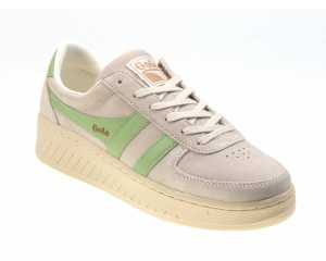 Grandslam Ladies Off White Green Suede Trainers