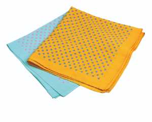 Yellow or Blue Giant Cotton Hankies with contrasting colour spots