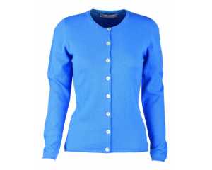 Ladies Isfahan Blue Cashmere Fitted V Neck Cardigan