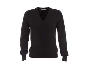 Ladies Black Lambswool V Neck Sweater