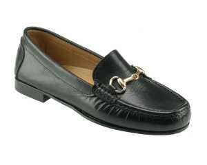 Ortona Ladies Black Leather Snaffle Loafer