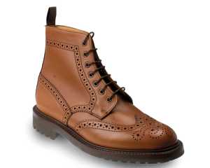 Cheltenham Mens Brown Brogue Boot with Commando sole Side