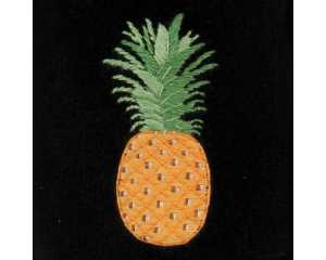 Pineapple  Embroidered Velvet Slipper Close 