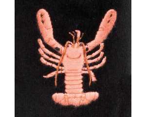 Lobster Motif Embroidered Velvet Slipper Close-up
