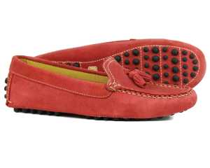 Salcombe Ladies Red Suede Driving Loafers
