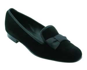 Black Suede Albert Slipper with Bow
