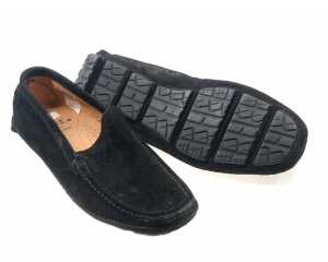 MOCCASIN - TURIN Black Suede  Driving Shoe