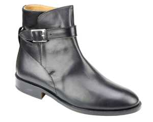 Wandle Mens Black Strapped Chelsea Boot leather sole
