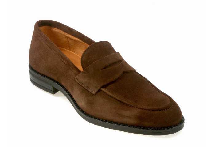 BARNES Mens and Boys Chocolate Brown Suede Loafer