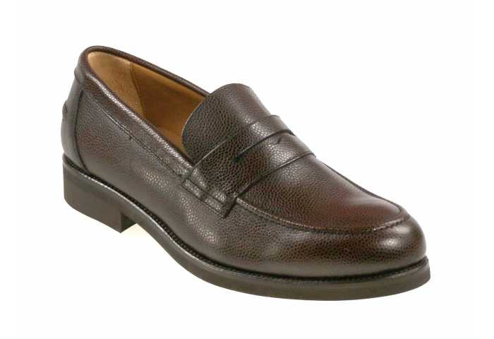 Cam Mens Brown Grain Leather Loafer with Rubber Sole