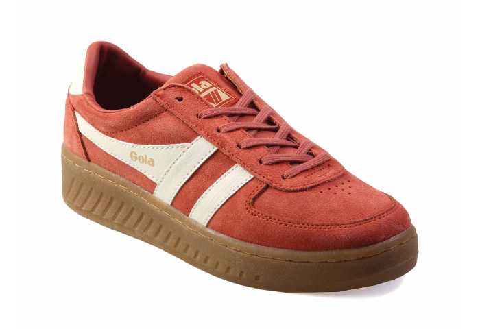 Grandslam Ladies Orange Spice and White Suede Trainers